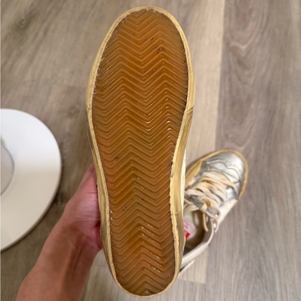 Golden Goose Women's Midstar Silver and Beige Sneakers - Picture 10 of 15